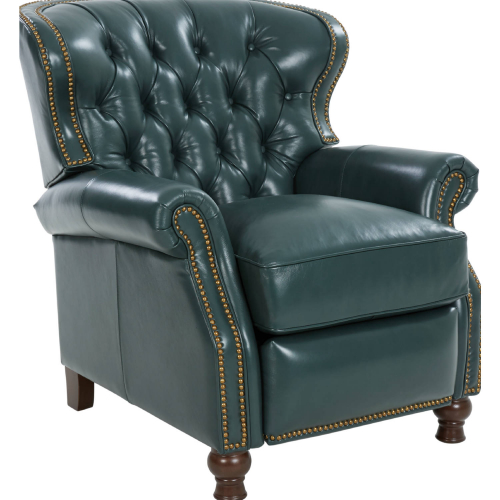 Presidential Manual Recliner in Tufted Highland Emerald Green Top Grain Leather